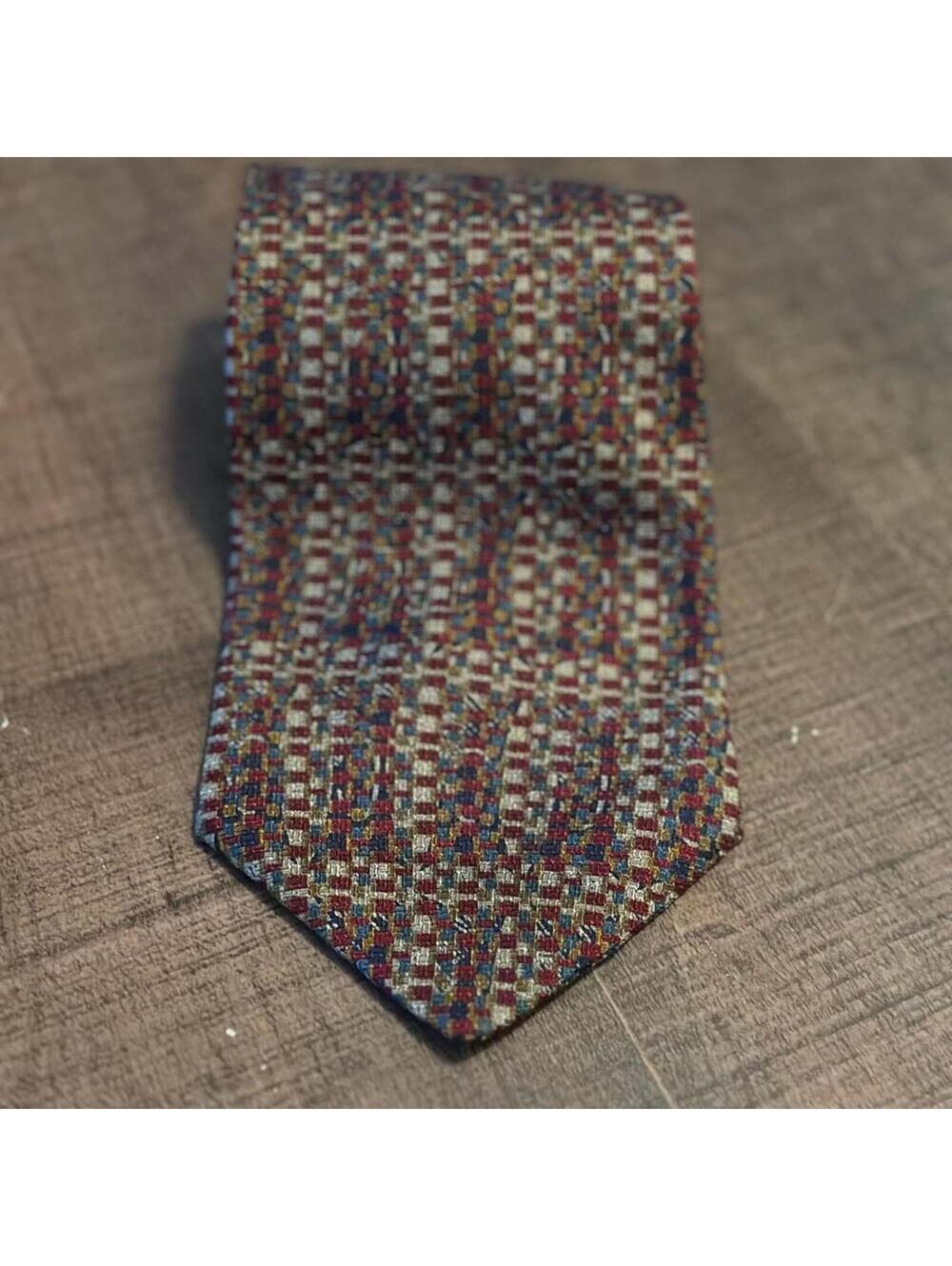 Geoffrey Beene Multicolor Silk Tie with Intricate Pattern